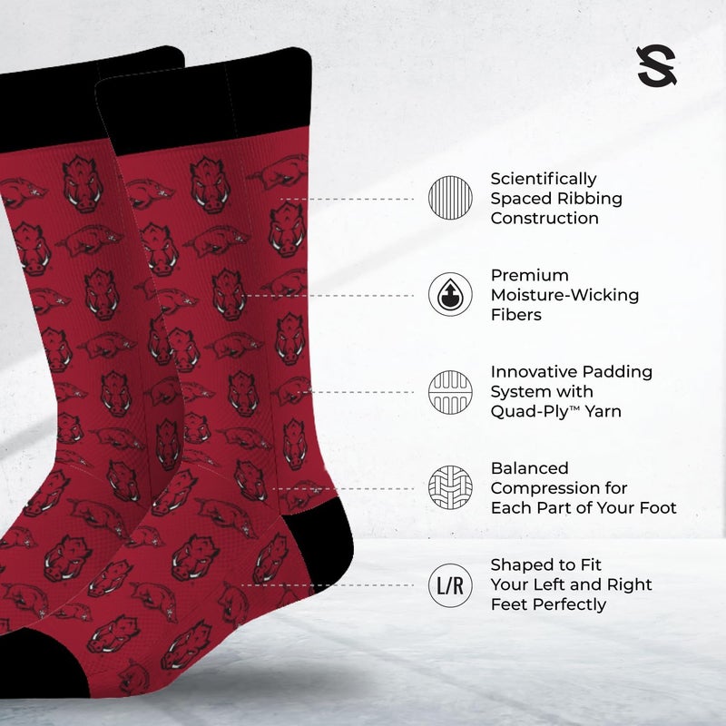 Strideline Store NCAA Mens Repeat Logo Dress Socks-Team Colors-One Size Fits Most -M/L (8-12) - Image 2